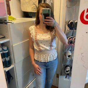 In bloom, White and Red shir, size small